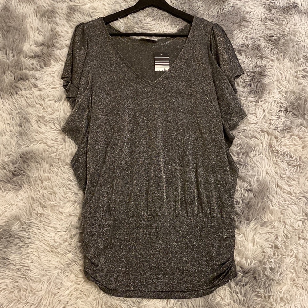 Wallis shiny black and silver blouse,M